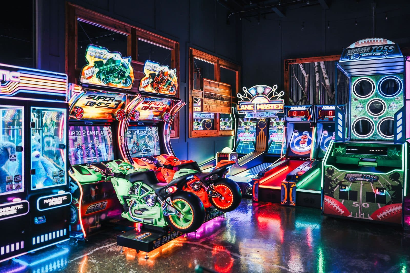 Neon arcade games at The Legacy 925